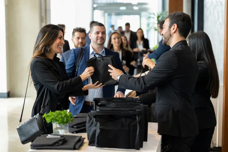Kits para Eventos, Congressos e Feiras em uso